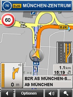 Navigon MobileNavigator 7 GPS interface screenshot.