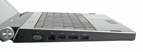 Dell Studio XPS 13 laptop showing ports on the side.