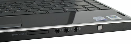 Close-up of Dell Studio XPS 13 notebook side ports.