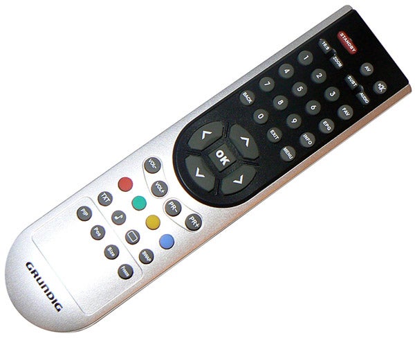 Grundig television remote control with multiple buttons