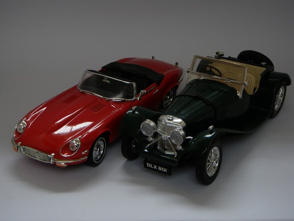 Two model cars photographed with high detail and color accuracy.