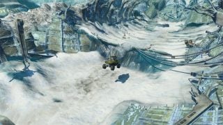 Halo Wars gameplay screenshot featuring a vehicle on snowy terrain.