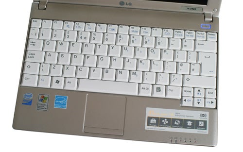 LG X110 Netbook keyboard and touchpad close-up.