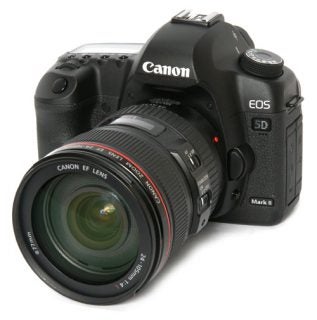 Canon EOS 5D Mark II DSLR camera with lens attached.