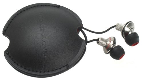 Atomic Floyd HiDefDrum earphones with leather carrying case.