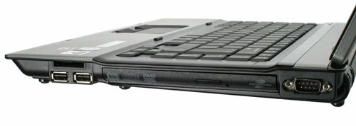Side view of HP Compaq 6730b showing ports and DVD drive