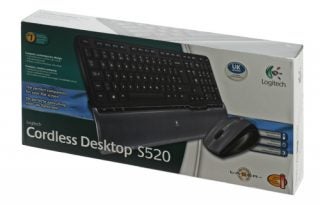 Logitech Cordless Desktop S520 keyboard and mouse package.