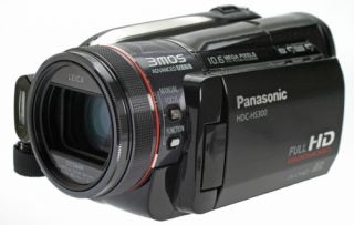 Panasonic HDC-HS300 camcorder on a white background.