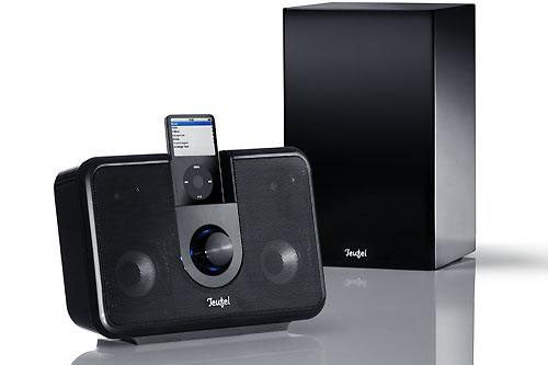 iTeufel iPod Dock with speakers and subwoofer on display