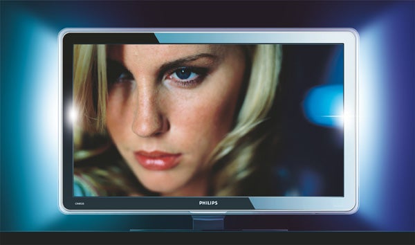 Philips Cineos 32PFL9613D LCD TV displaying a close-up portrait.