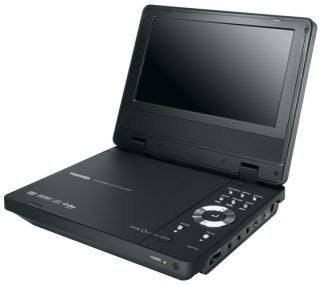 Toshiba SD-P71S Portable DVD Player with screen open.