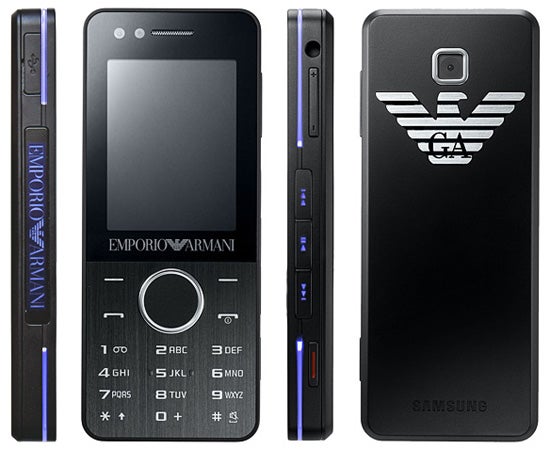Samsung Emporio Armani Night Effect M7500 phone multiple views.