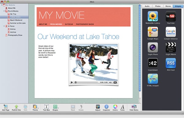 Screenshot of Apple iLife '09 iMovie interface with a sample project.