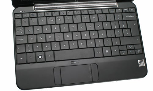 HP Compaq Mini 700 Netbook keyboard and touchpad close-up.