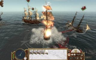 Naval battle scene from Empire: Total War video game.