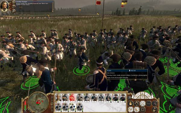 Screenshot of Empire: Total War gameplay with infantry units.