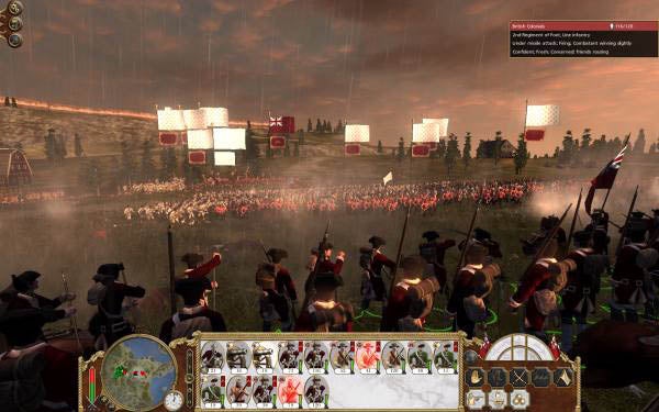 Empire: Total War gameplay screenshot showing a battlefield scene.