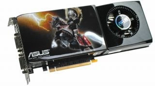 ASUS NVIDIA GeForce GTX 285 graphics card on white background.