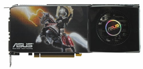 ASUS GeForce GTX 285 graphics card with knight artwork.
