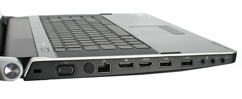 Close-up of Dell Studio XPS 16 laptop side ports.