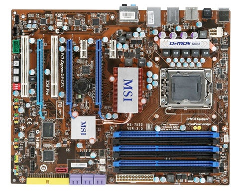 MSI X58 Pro motherboard with CPU socket and RAM slots.