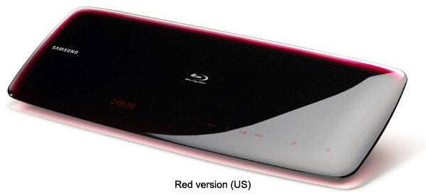 Samsung BD-P4600 Blu-ray Player in red and black design.