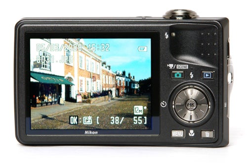 Nikon CoolPix S630 camera displaying an image on its screen.