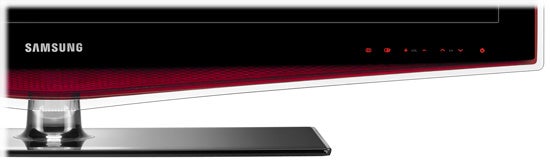 Samsung LE40B651 LCD TV front view with red accent design.