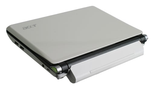 Acer Aspire One D150 netbook closed on white background.