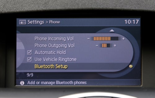 Renault Laguna Coupe's infotainment system Bluetooth settings screen.