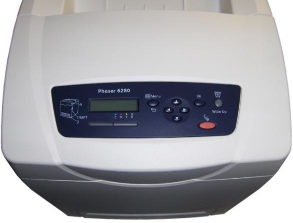 Control panel of Xerox Phaser 6280V/DN Laser Printer.