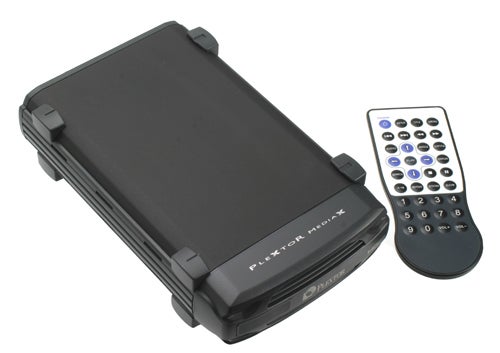 Plextor External Media Player PX-MPE1000UHD with remote control.