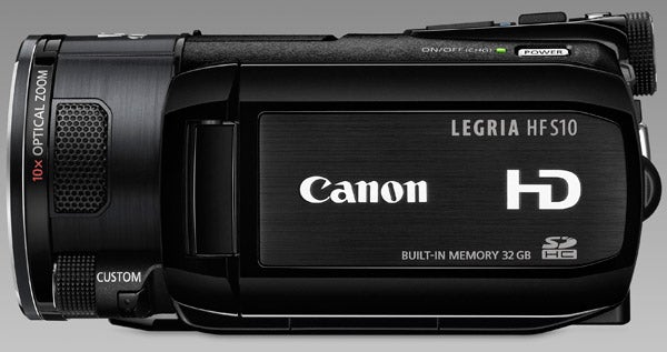 Canon Legria HF S10 camcorder with 32GB built-in memory.