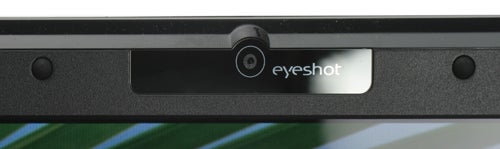 Close-up of Rock Xtreme 620 notebook webcam and eyeshot logo.