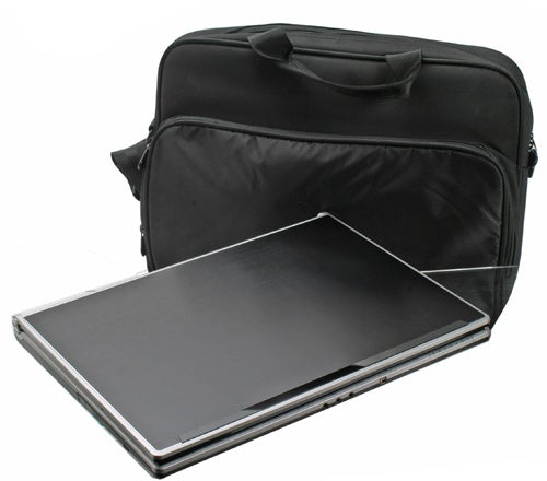 Rock Xtreme 620 gaming notebook with carrying case.