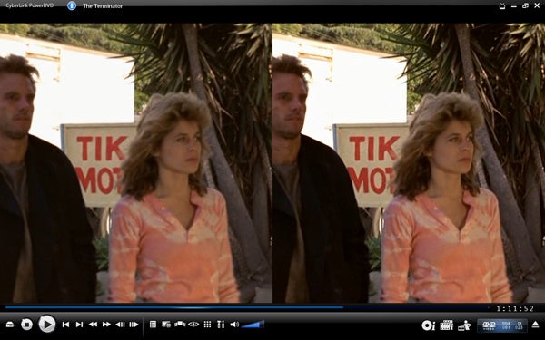 Screenshot of Cyberlink PowerDVD 9 playing a movie scene.