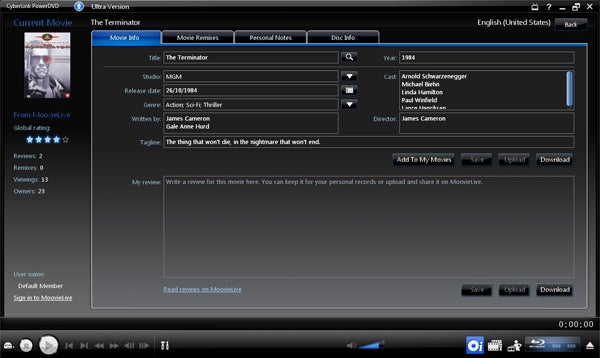 Screenshot of Cyberlink PowerDVD 9 playing 