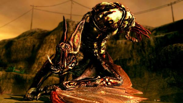 Resident Evil 5 screenshot of a monstrous creature.