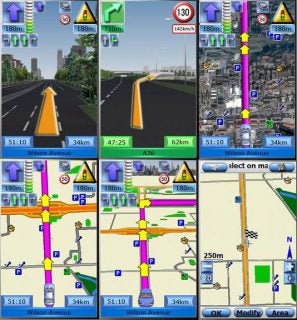 Different interface views of ZorroGPS navigation software.