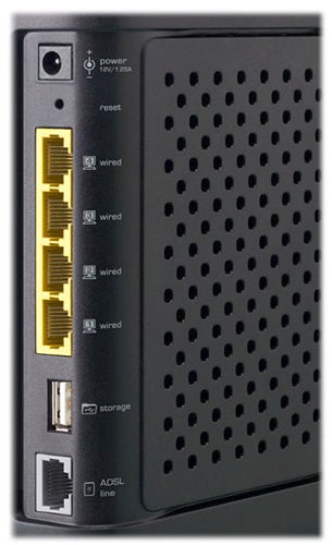 Belkin N+ Wireless Modem Router rear view showing ports.