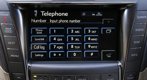 Lexus LS600h L car's infotainment system with telephone interface.
