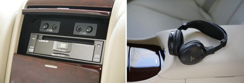 Lexus LS600h L interior detailing and rear-seat entertainment system controls.