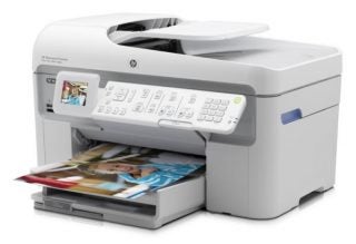 HP Photosmart Premium Fax All-in-One printer with output tray.
