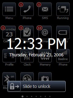 Screenshot of Winterface 1.31 Windows Mobile Shell interface.