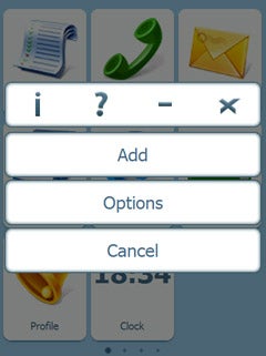 Screenshot of Winterface 1.31 mobile shell menu options.