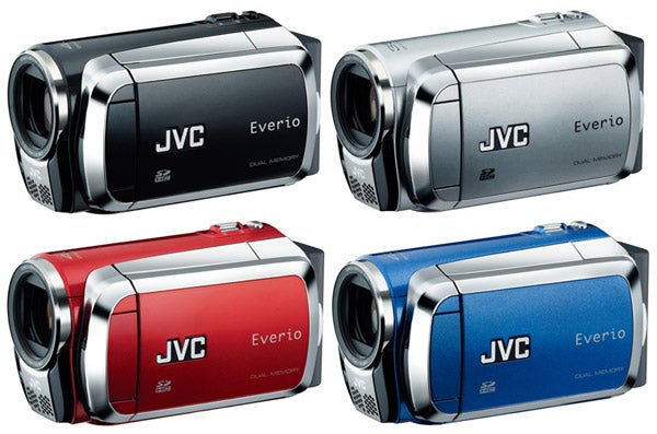 JVC Everio GZ-MS120 camcorders in four colors.