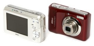 Nikon CoolPix L19 and L20 digital cameras side by side.