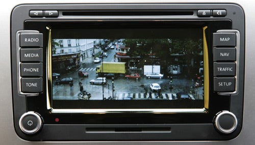 Volkswagen Scirocco GT infotainment system display with street view.