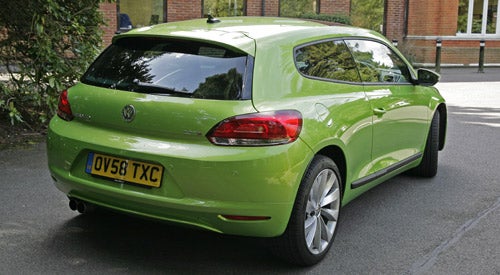 Green Volkswagen Scirocco GT 2.0l TSi rear view.