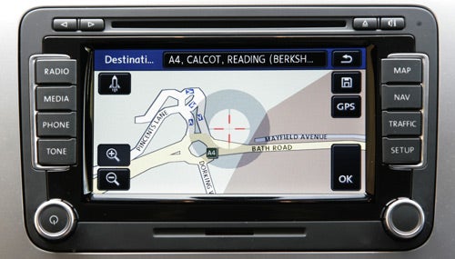 Volkswagen Scirocco GT navigation system display showing map.